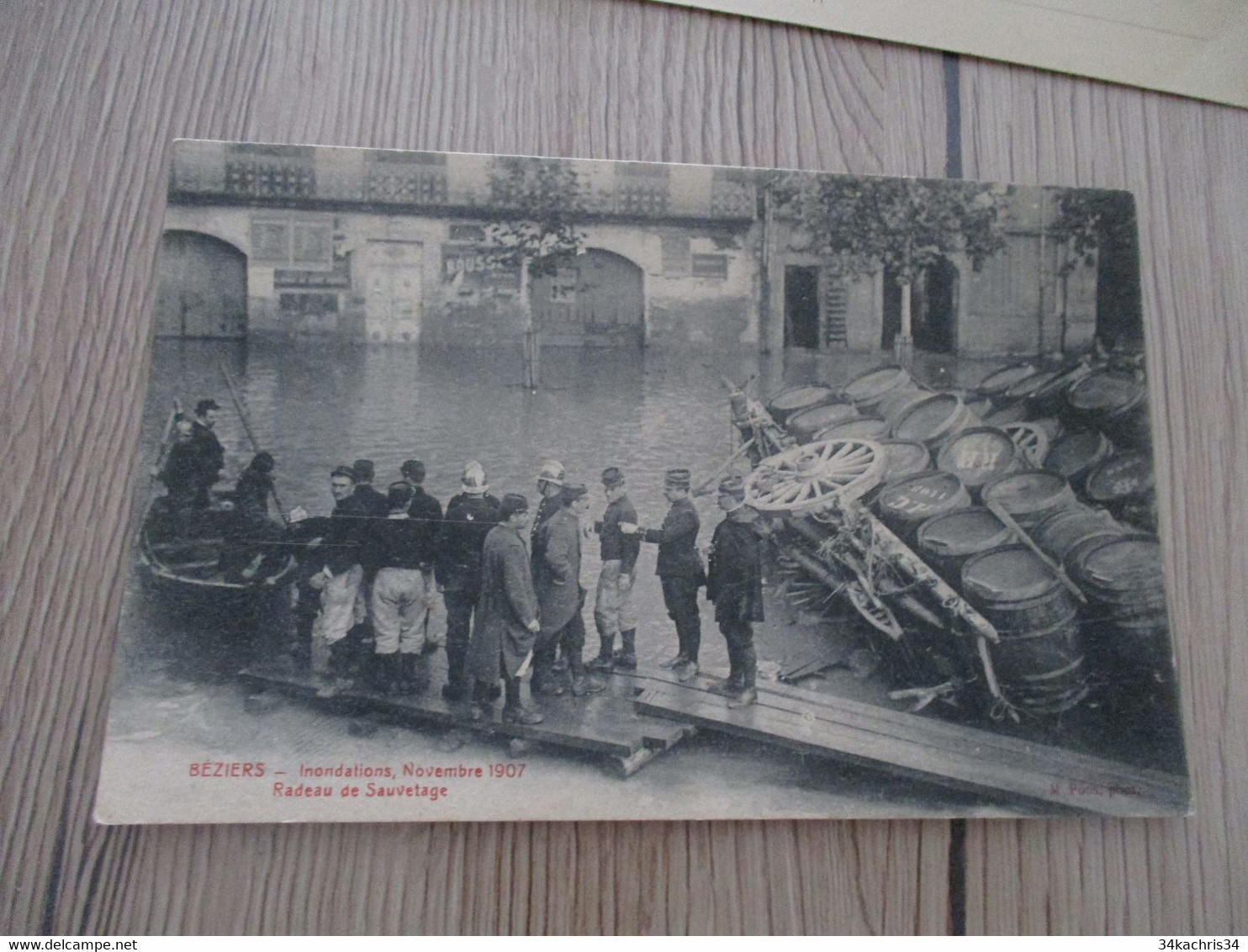 CPA 34 Hérault Béziers Inondations Novembre 1907 Radeau De Sauvetage - Beziers