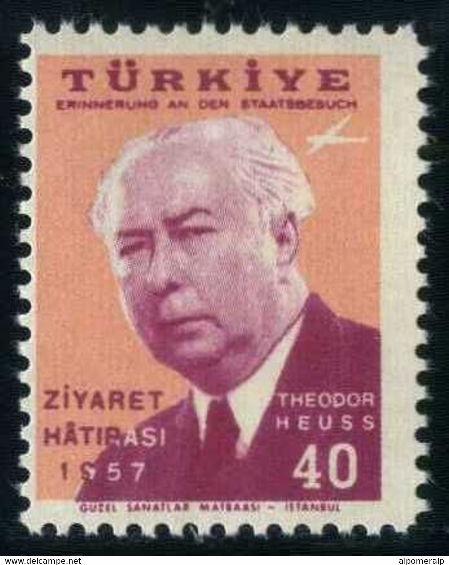 Turkey 1957 Mi 1517 MNH Airmail | Air Post | Theodor Heuss - Poste Aérienne