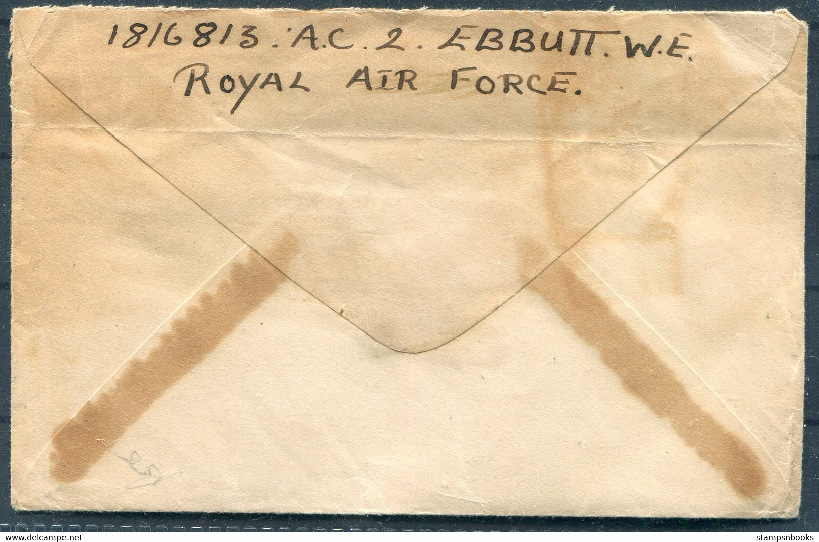 1943 (Sept 29th) Iceland R.A.F. Post Office 001 Censor Cover + Letter W.E. Ebbutt - Bishop, School House, Leverton - Covers & Documents