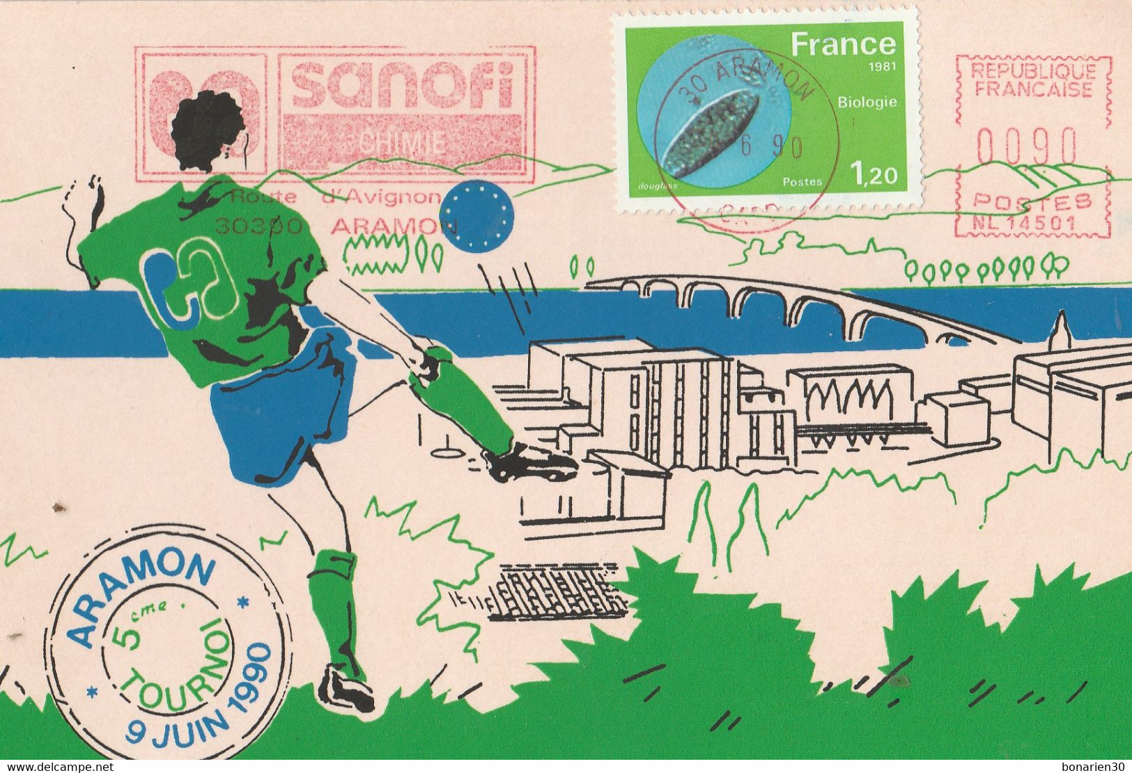 CPSM  30 ARAMON TOURNOI FOOTBALL SANOFI 1990 - Aramon
