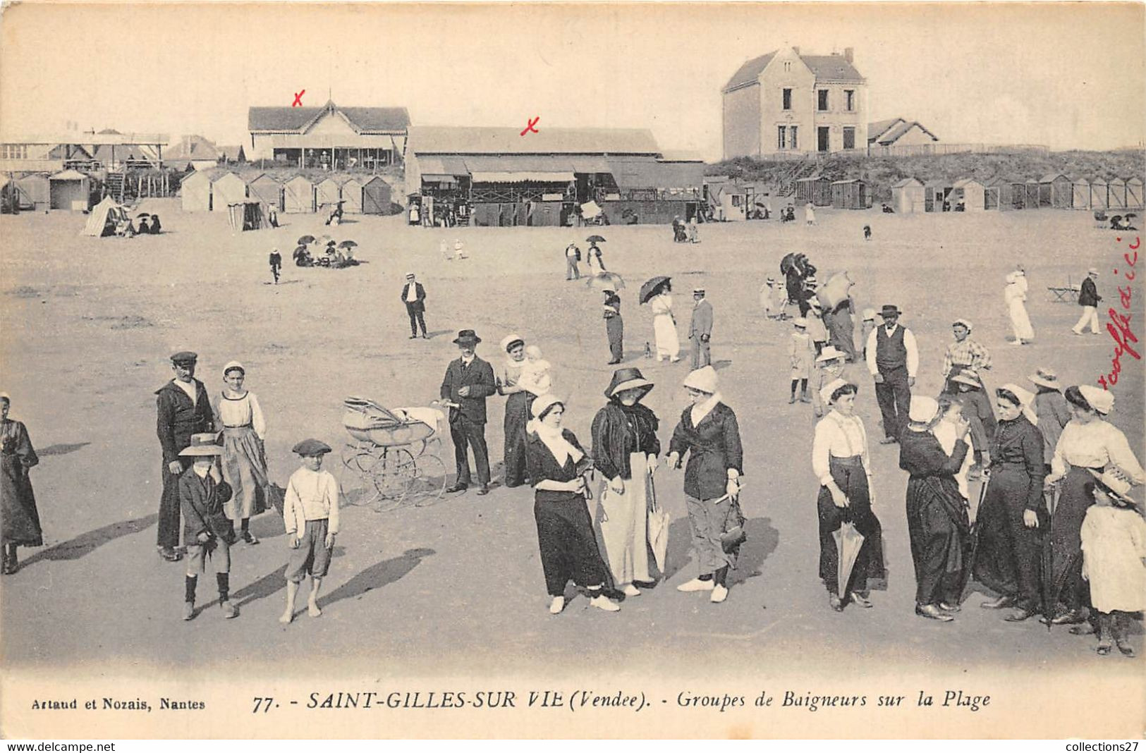 85-SAINT-GILLES-CROIX-DE-VIE-GROUPE DE BAIGNEURS SUR LA PLAGE - Saint Gilles Croix De Vie