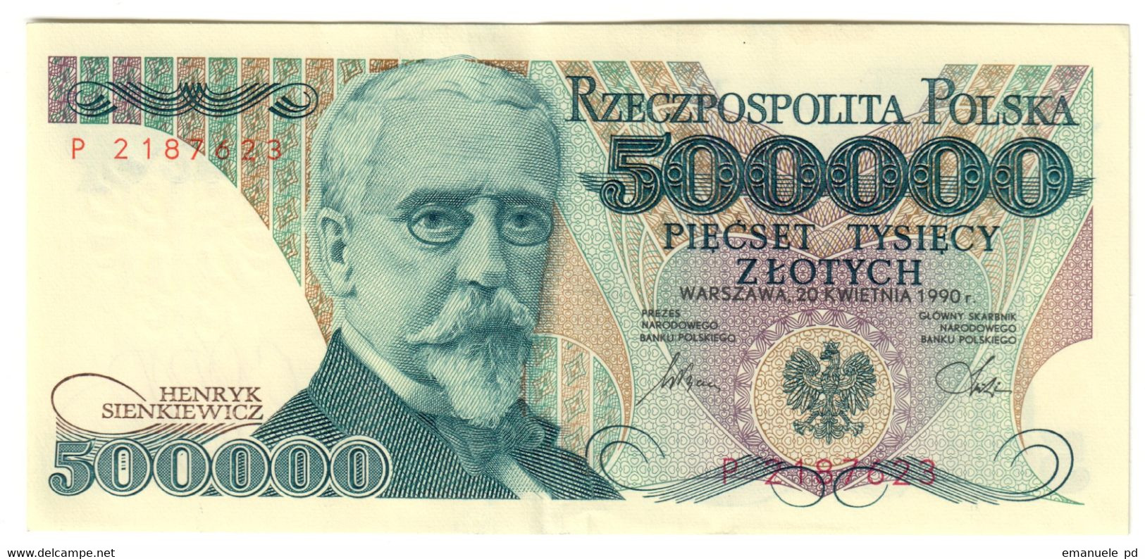 POLAND	500000	ZLOTYCH	20/04/90		XF+	X Series		.CV. - Polen