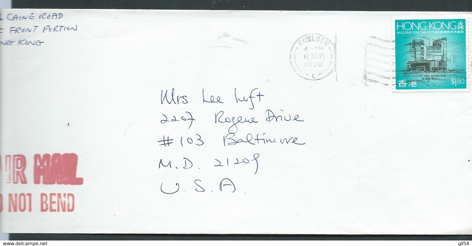 Hong Kong , Lettre Lsc , Affranchie à 1,80 Dollar  YVERT N°584 Pour Les Usa En 12/08/1990 , AU7203 - Lettres & Documents