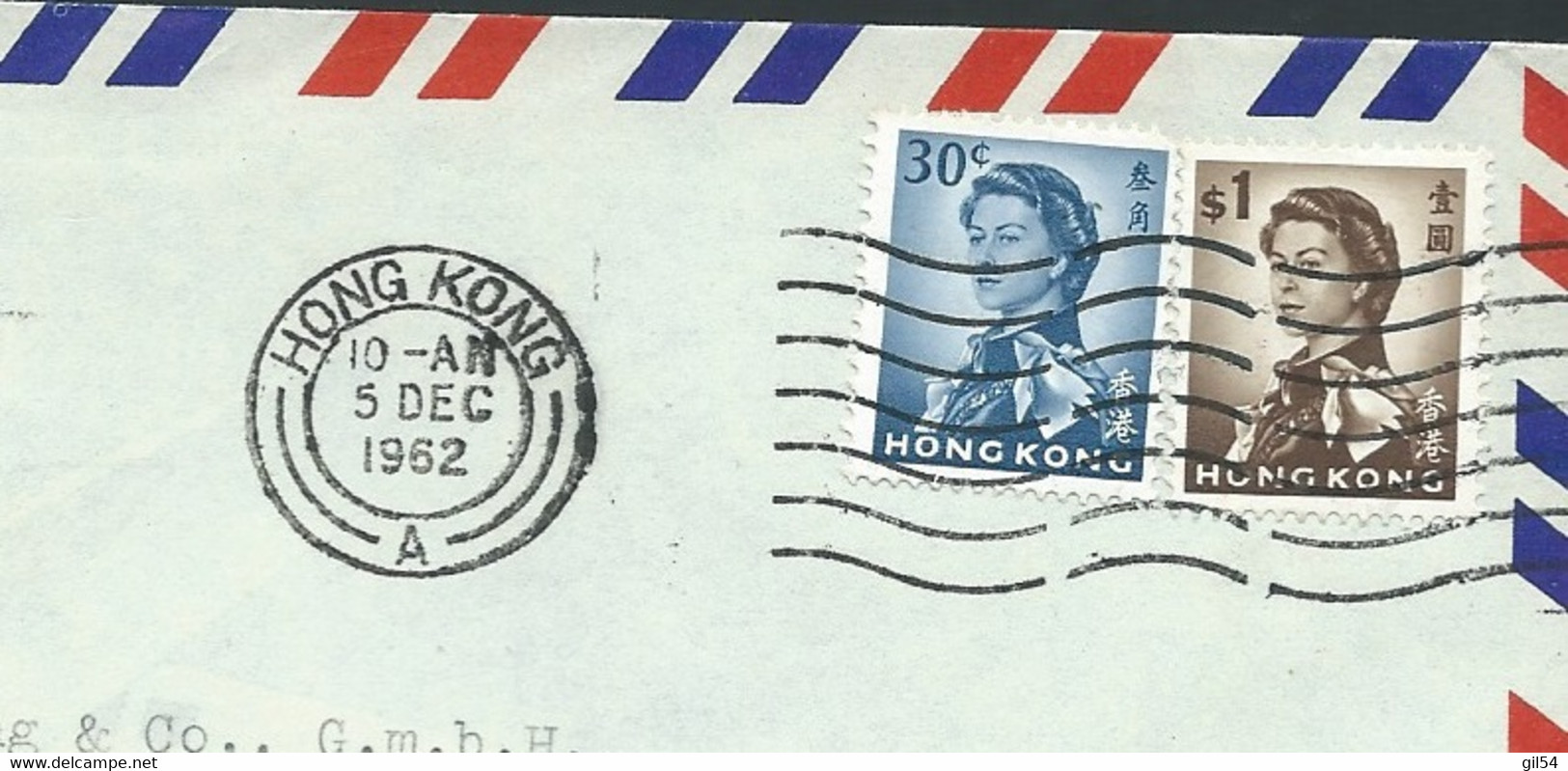 Hong Kong , Lettre Lsc , Affranchie à 1,30 Dollar YVERT N° 199 + 203  Pour La RFA  En   5/12/1962 , AU7216 - Lettres & Documents