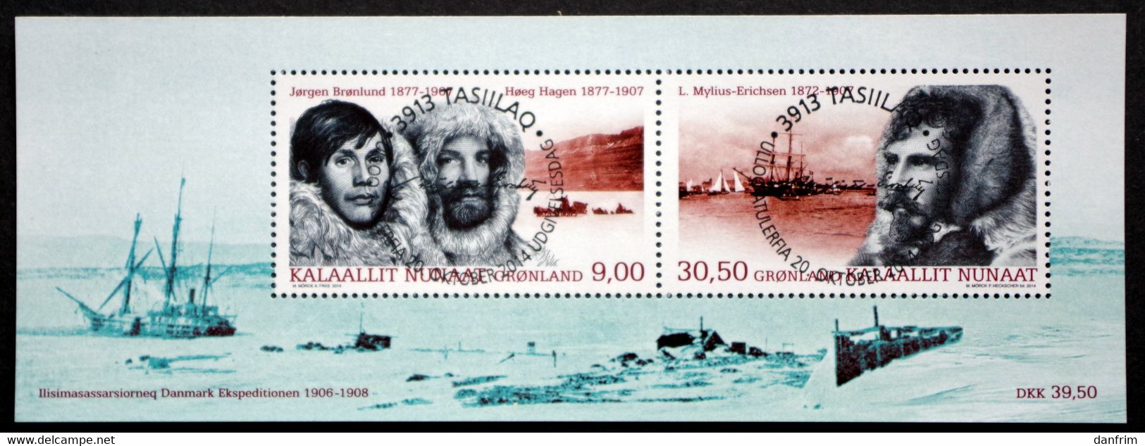 GREENLAND 2014  Polar Expedition Of H. Hagen And L. Myllius - Erichsen Minr.678-79 Block 69  (lot Mappe) - Used Stamps