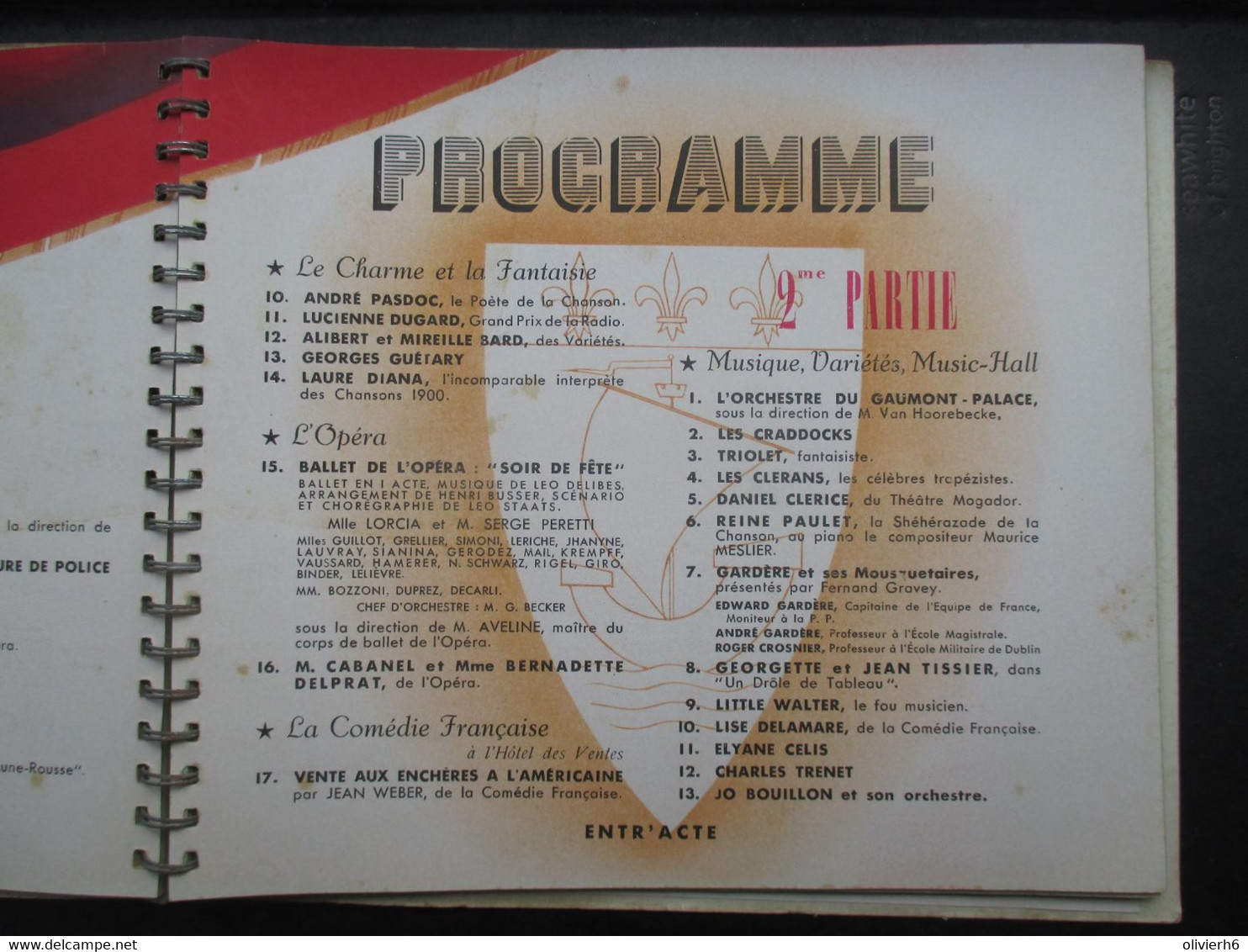 CINEMA SPECTACLE THEATRE (V2104) UNIQUE GALA De La POLICE PARISIENNE 5 Décembre 1944 (25 Vues) Dédicacé Par Les Artistes - Autographes