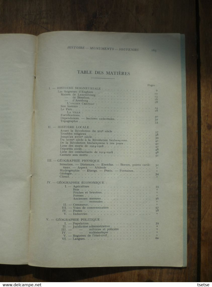 Enghien - Livre historique écrit par Julienne M. Moulinasse  ... Histoire-Monuments -Souvenirs -1931