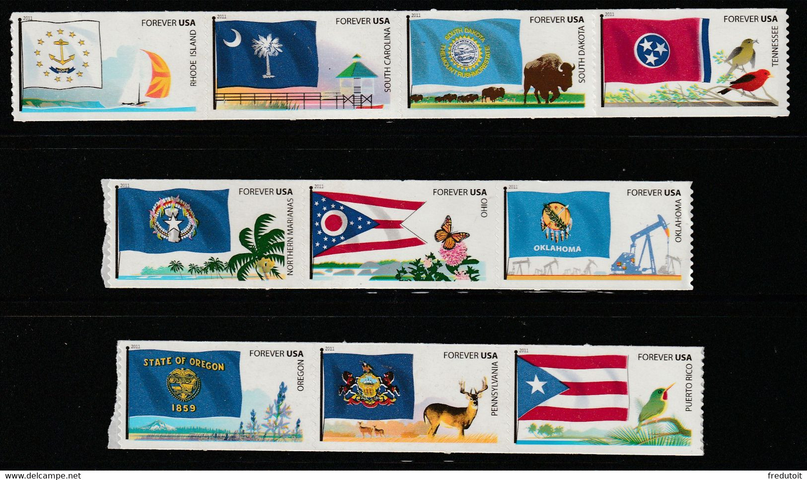 ETATS UNIS - N°4397/4406 ** Adhésifs (2012) Drapeaux Des Etats Américains - Unused Stamps