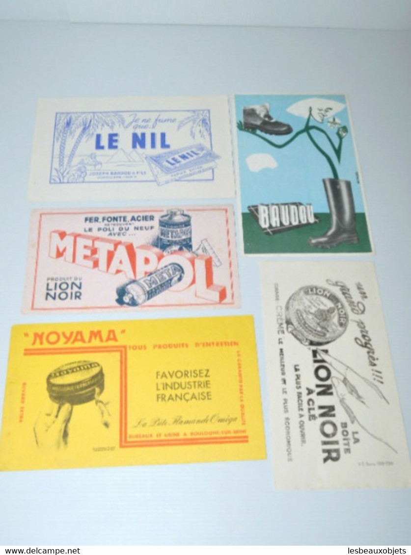 LOT De 5 BUVARDS ANCIENS NOYAMA BAUDOU LE NIL LION NOIR METAPOL Réf 10061611-49 COLLECTION PUBLICITE PUB - Colecciones & Series