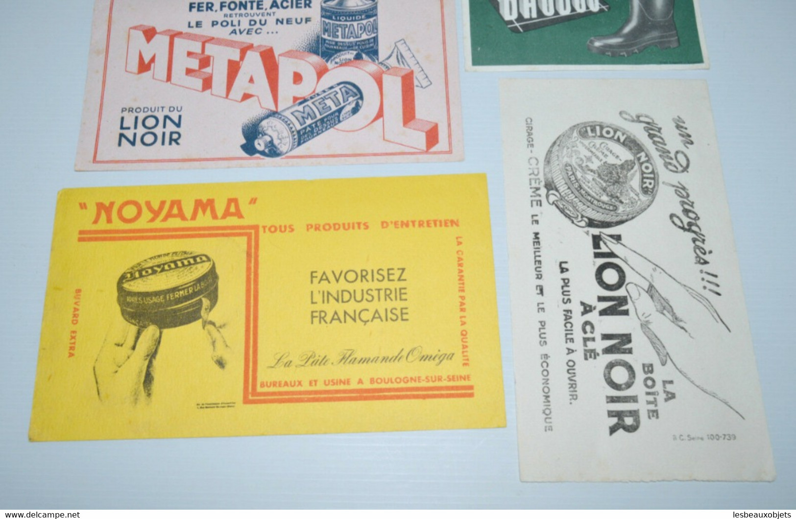 LOT De 5 BUVARDS ANCIENS NOYAMA BAUDOU LE NIL LION NOIR METAPOL Réf 10061611-49 COLLECTION PUBLICITE PUB - Collections, Lots & Series