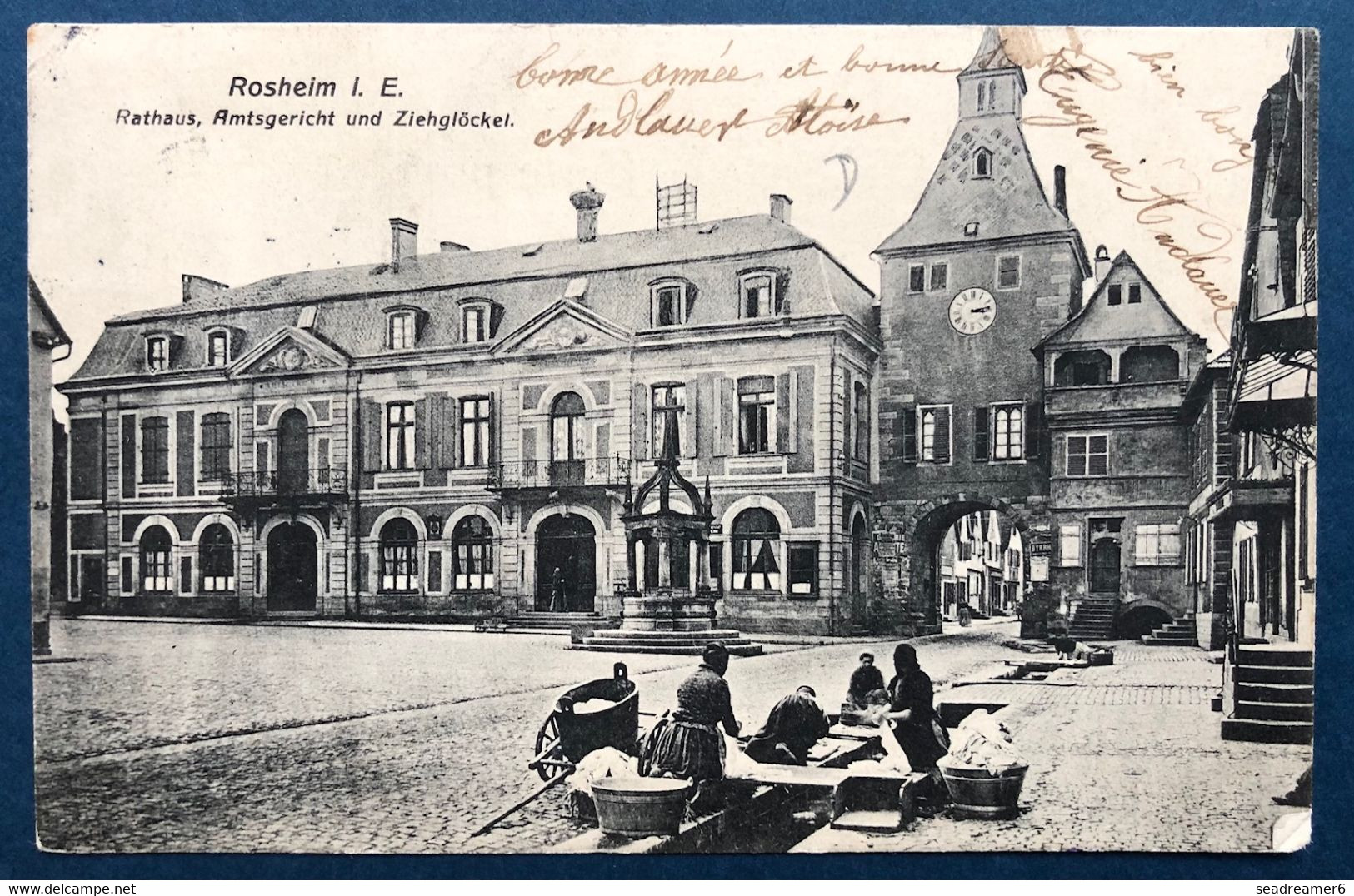 Alsace Lorraine Carte Postale De Rosheim Timbres Allemand Obl Ambulant "Strasburg Molsheim Selestat" Pour Lyon - Autres & Non Classés