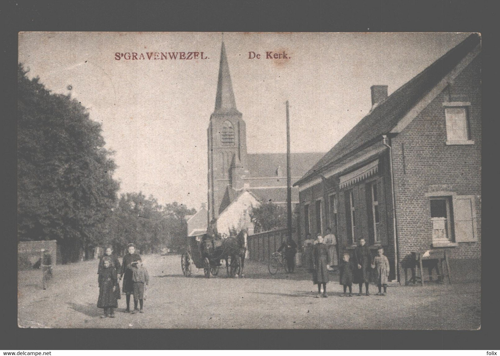 's Gravenwezel - De Kerk - Geanimeerd - 1909 - Schilde