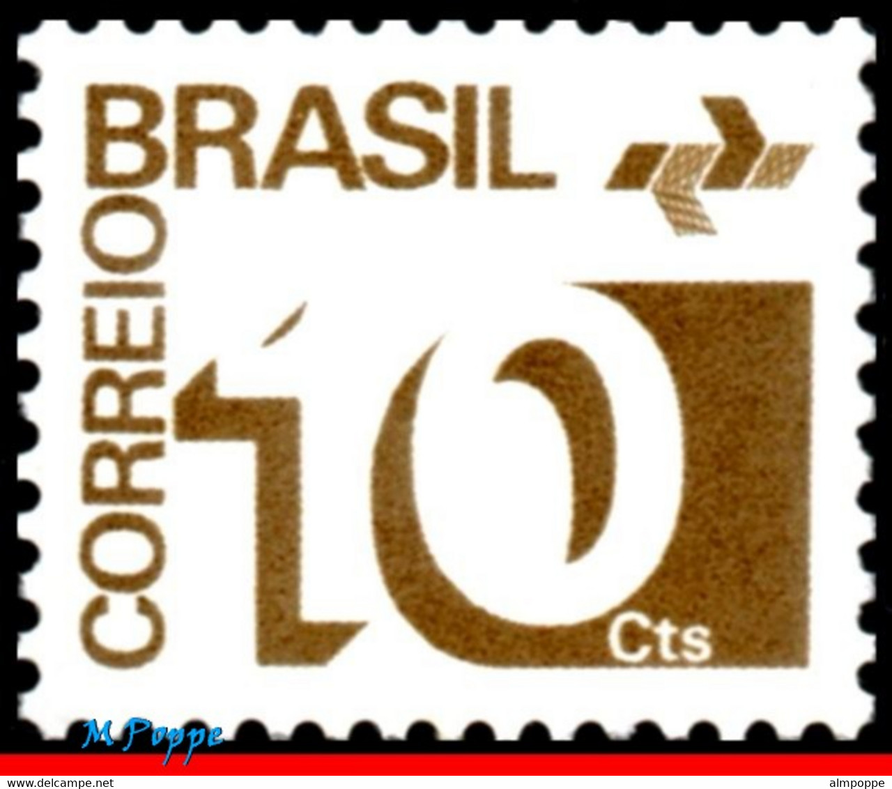 Ref. BR-1249 BRAZIL 1973 ., 1972;1974 - NUMERAL,, POST OFFICE EMBLEM, PHOSPHORESCENT MNH 1V Sc# 1249 - Unused Stamps