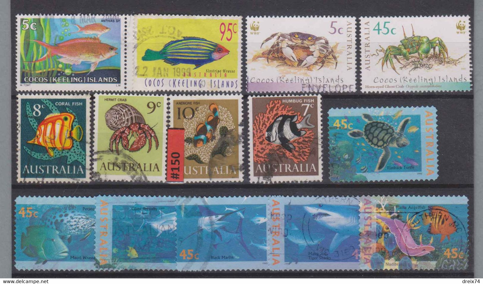 #150 AUSTRALIE - Timbres Oblitérés Poissons Crustacés Tortues - Used Stamps