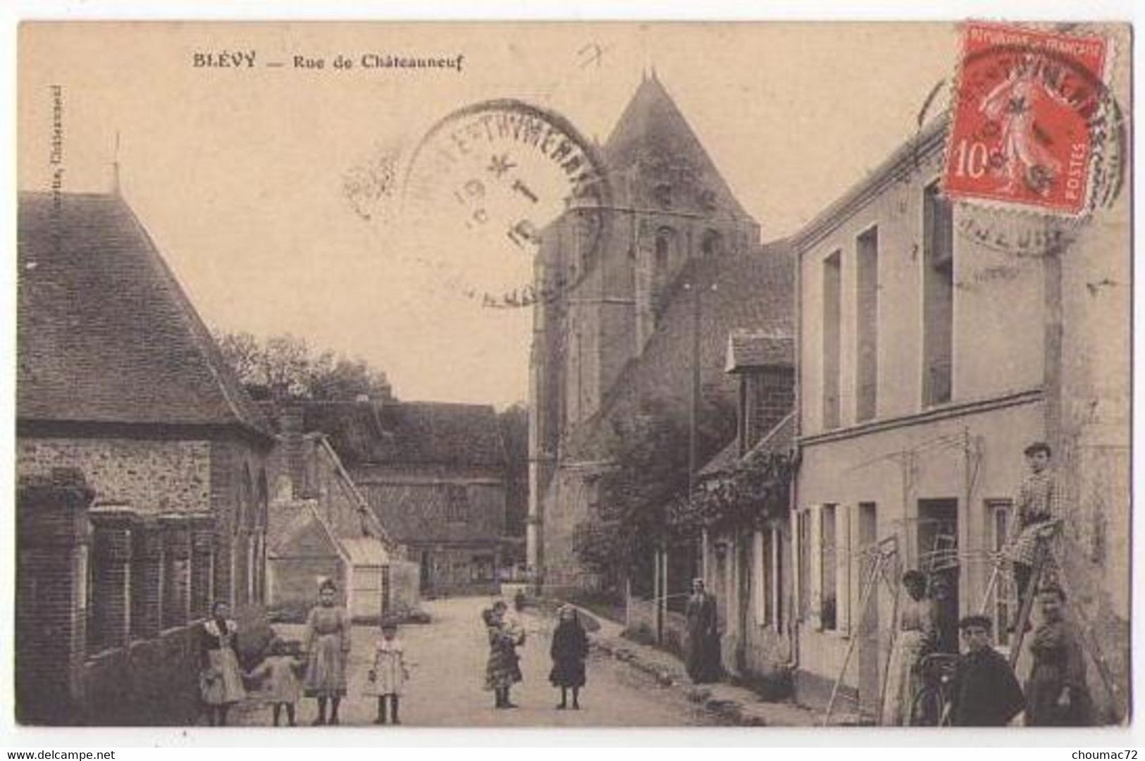 (28) 191, Blevy, Barette, Rue De Chateauneuf, Voyagée En 1913, TB - Blévy