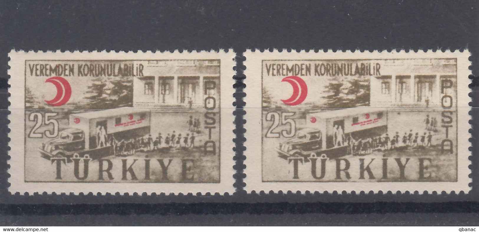 Turkey Back Of Book Charity Stamps, Mint Hinged, Error On Second Stamp - Dott Behind Truck - Francobolli Di Beneficenza