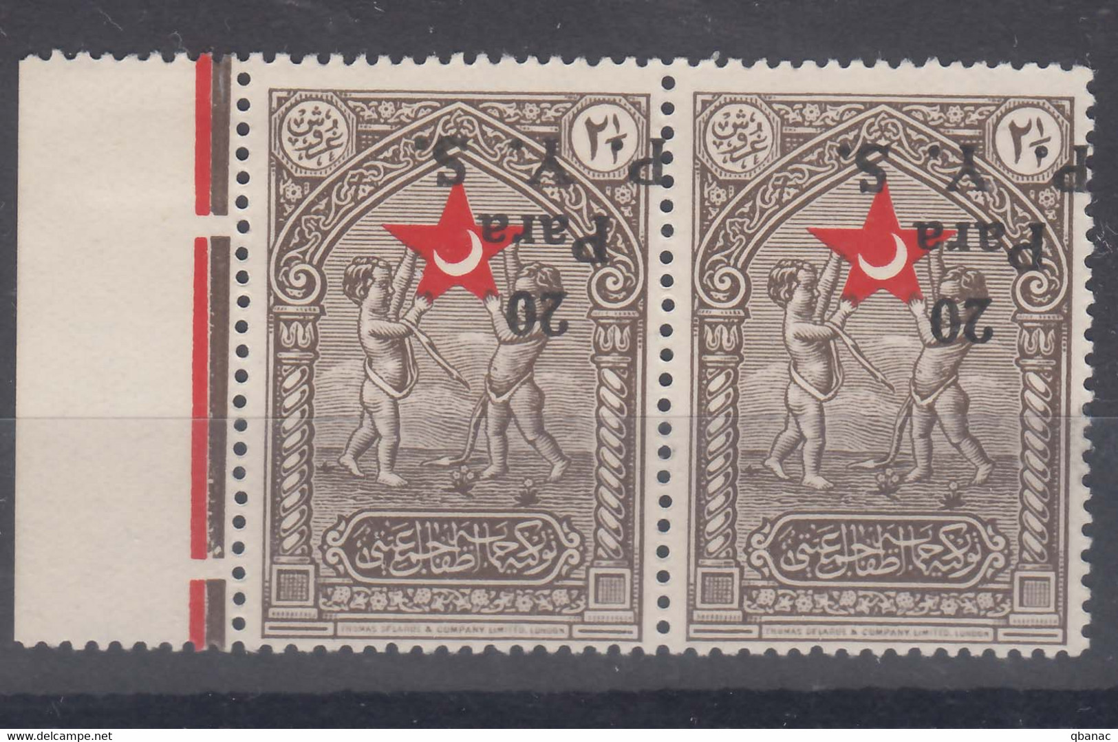 Turkey Back Of Book Charity Stamps 1938, Mint Hinged Pair, Error - Overprint Inverted - Charity Stamps