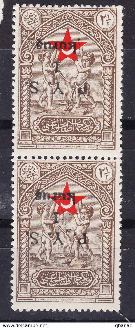 Turkey Back Of Book Charity Stamps 1938, Mint Hinged Pair, Error - Overprint Inverted - Charity Stamps