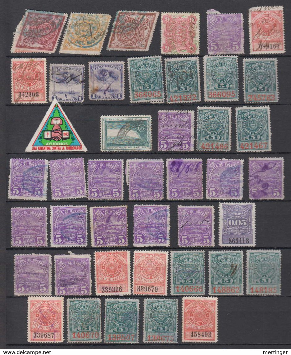 Argentina Collection 40 Used Revenue Stamps Ca 1885-1910 - Lots & Serien