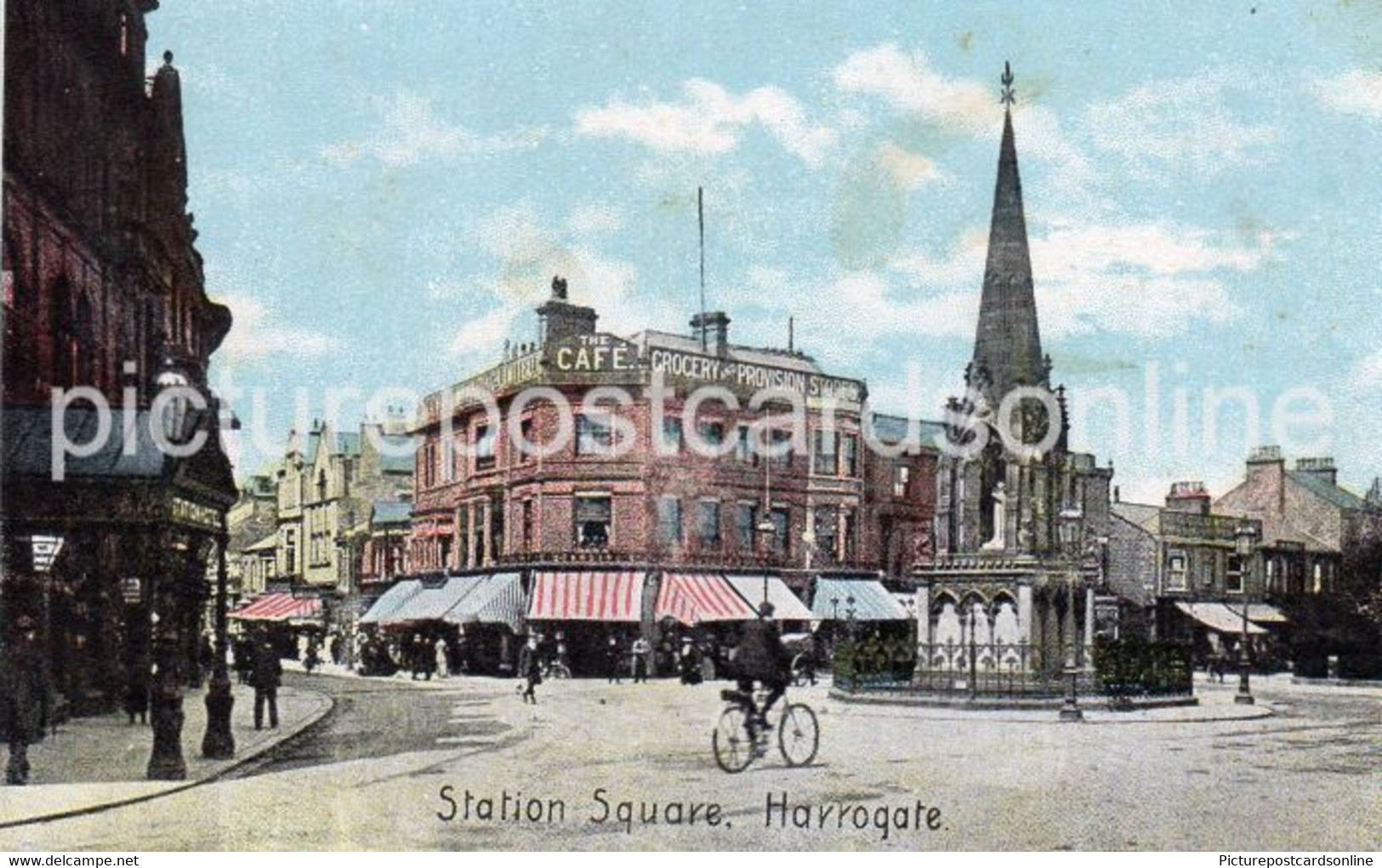 HARROGATE STATION SQUARE OLD COLOUR POSTCARD YORKSHIRE - Harrogate