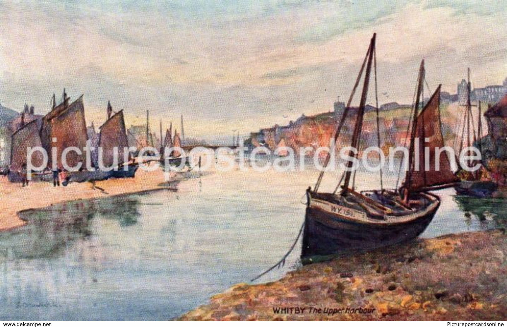 WHITBY THE UPPER HARBOUR OLD COLOUR POSTCARD YORKSHIRE TUCK OILETTE WHITBY NO 7982 - Whitby