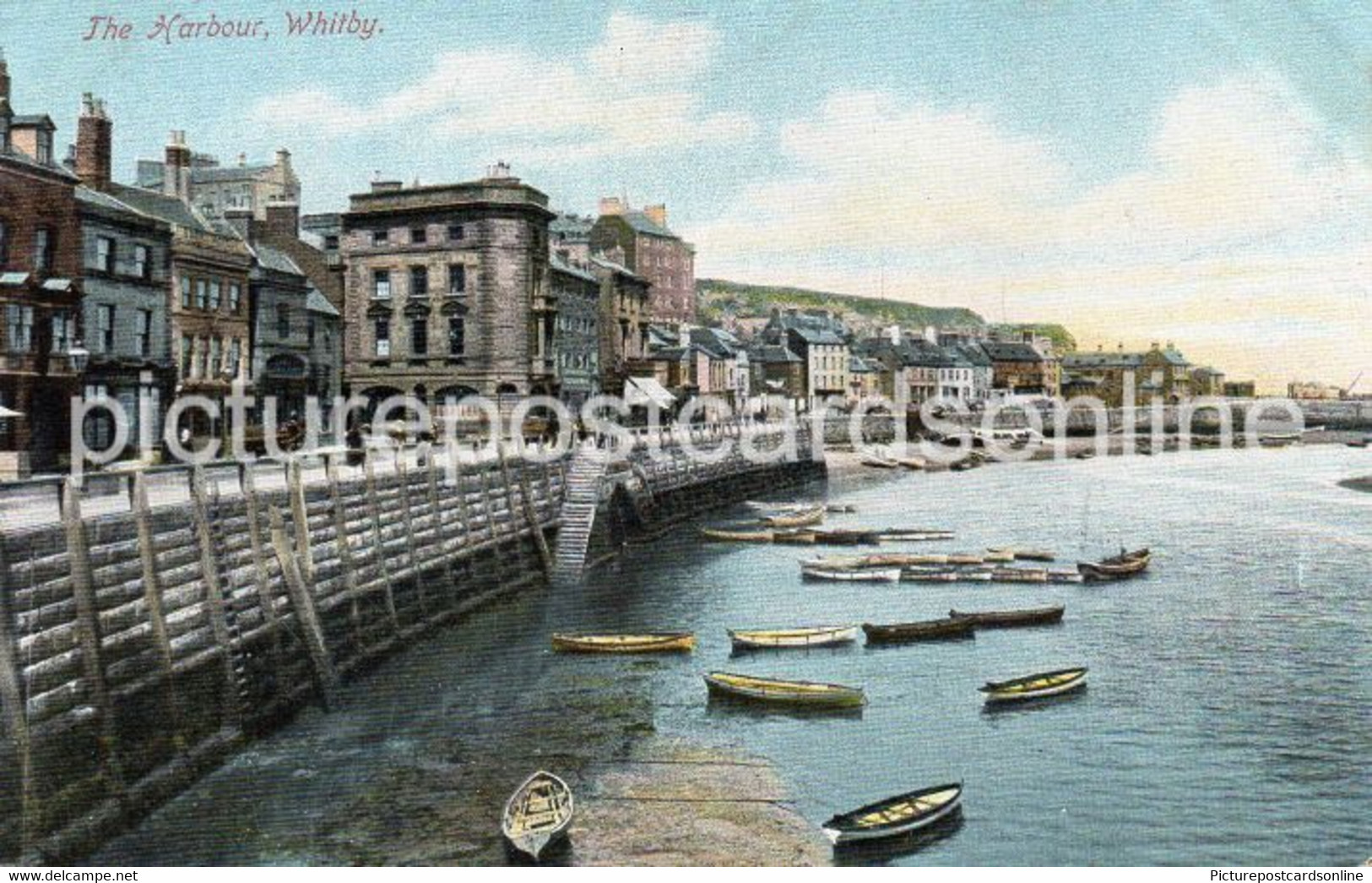 WHITBY THE HARBOUR OLD COLOUR POSTCARD YORKSHIRE - Whitby