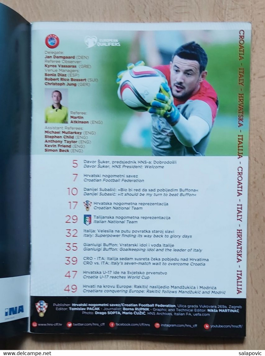 CROATIA V ITALY - 2016 UEFA EURO   FOOTBALL MATCH PROGRAM - Bücher