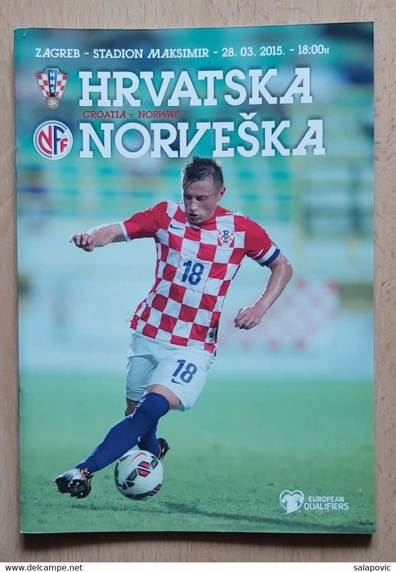 CROATIA V NORWAY - 2015 UEFA EURO Qualifiers FOOTBALL MATCH PROGRAM - Livres