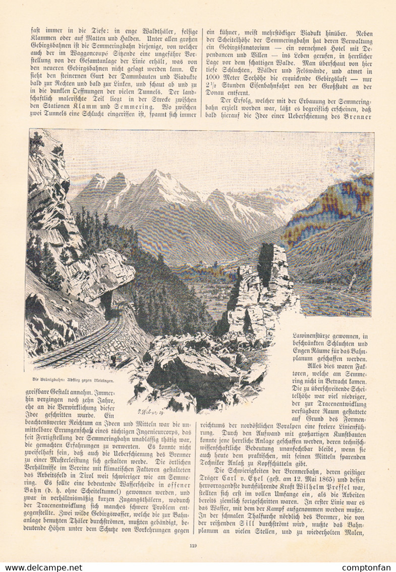 A102 857 Alpenbahnen Bergbahn Rigi Pilatus Tirol U.a. Artikel Mit 27 Bildern 1893 !! - Autres & Non Classés