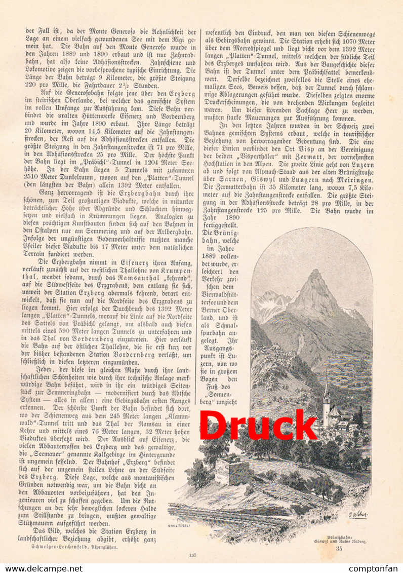 a102 857 Alpenbahnen Bergbahn Rigi Pilatus Tirol u.a. Artikel mit 27 Bildern 1893 !!