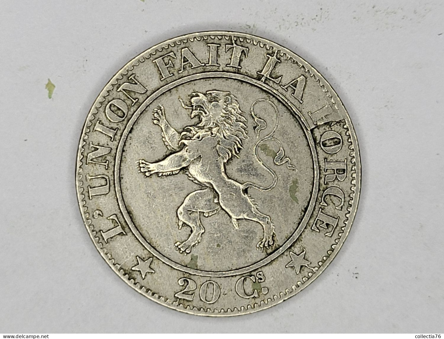 MONNAIE COIN BELGIQUE BELGIE 20 CENTIMES LEOPOLD I 1861 LEGENDE FRANCAISE FAUTE COIN AFFAISSE REVERS - 20 Cent
