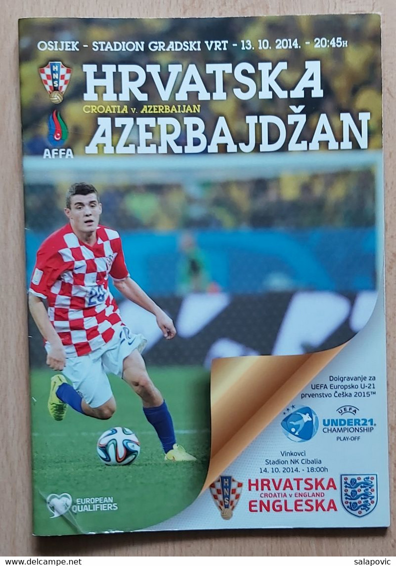 CROATIA V Azerbaijan  - 2014 UEFA EURO Qualifiers FOOTBALL MATCH PROGRAM - Livres