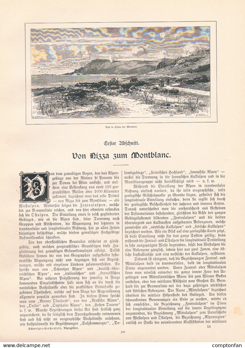 A102 861 Von Nizza Zum Montblanc Mentone Berghütte U.a. Artikel Mit 10 Bildern 1893 !! - Autres & Non Classés