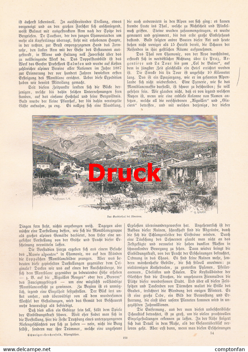 A102 861 Von Nizza Zum Montblanc Mentone Berghütte U.a. Artikel Mit 10 Bildern 1893 !! - Autres & Non Classés