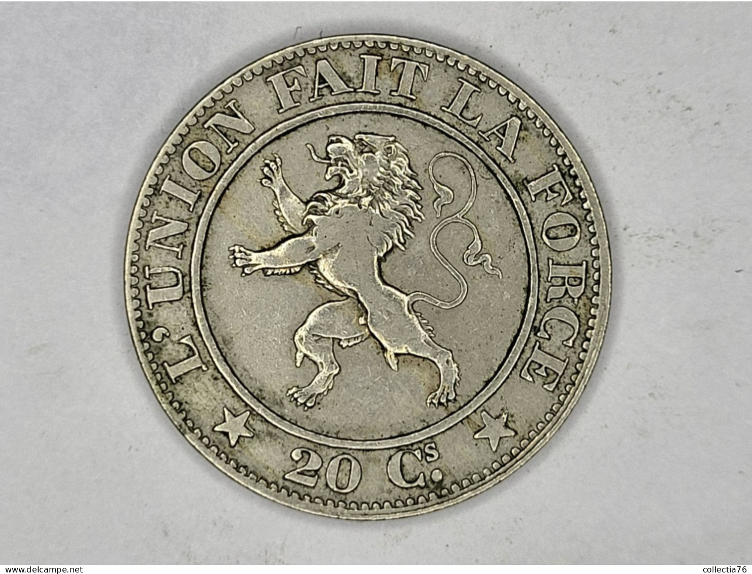 MONNAIE COIN BELGIQUE BELGIE 20 CENTIMES LEOPOLD I 1861 LEGENDE FRANCAISE FAUTE COIN CASSE BOUCHE AVERS - 20 Centimes