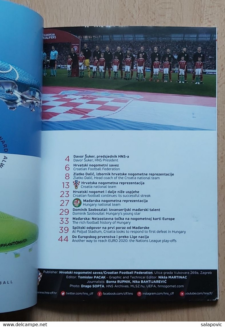 CROATIA V HUNGARY - 2020  UEFA EURO Qualifiers FOOTBALL MATCH PROGRAM - Libri