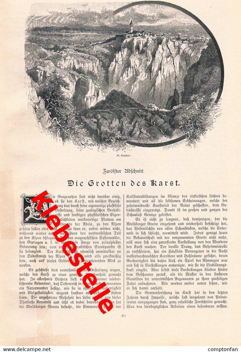 A102 872 Grotten St. Canzian Karst Isonzo Görz U.a.Artikel Mit 17 Bildern 1893 !! - Autres & Non Classés