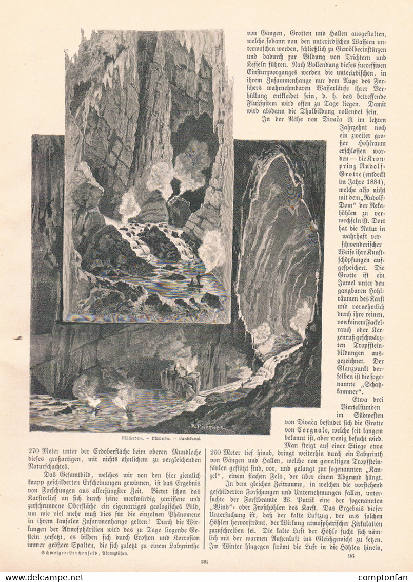 a102 872 Grotten St. Canzian Karst Isonzo Görz u.a.Artikel mit 17 Bildern 1893 !!