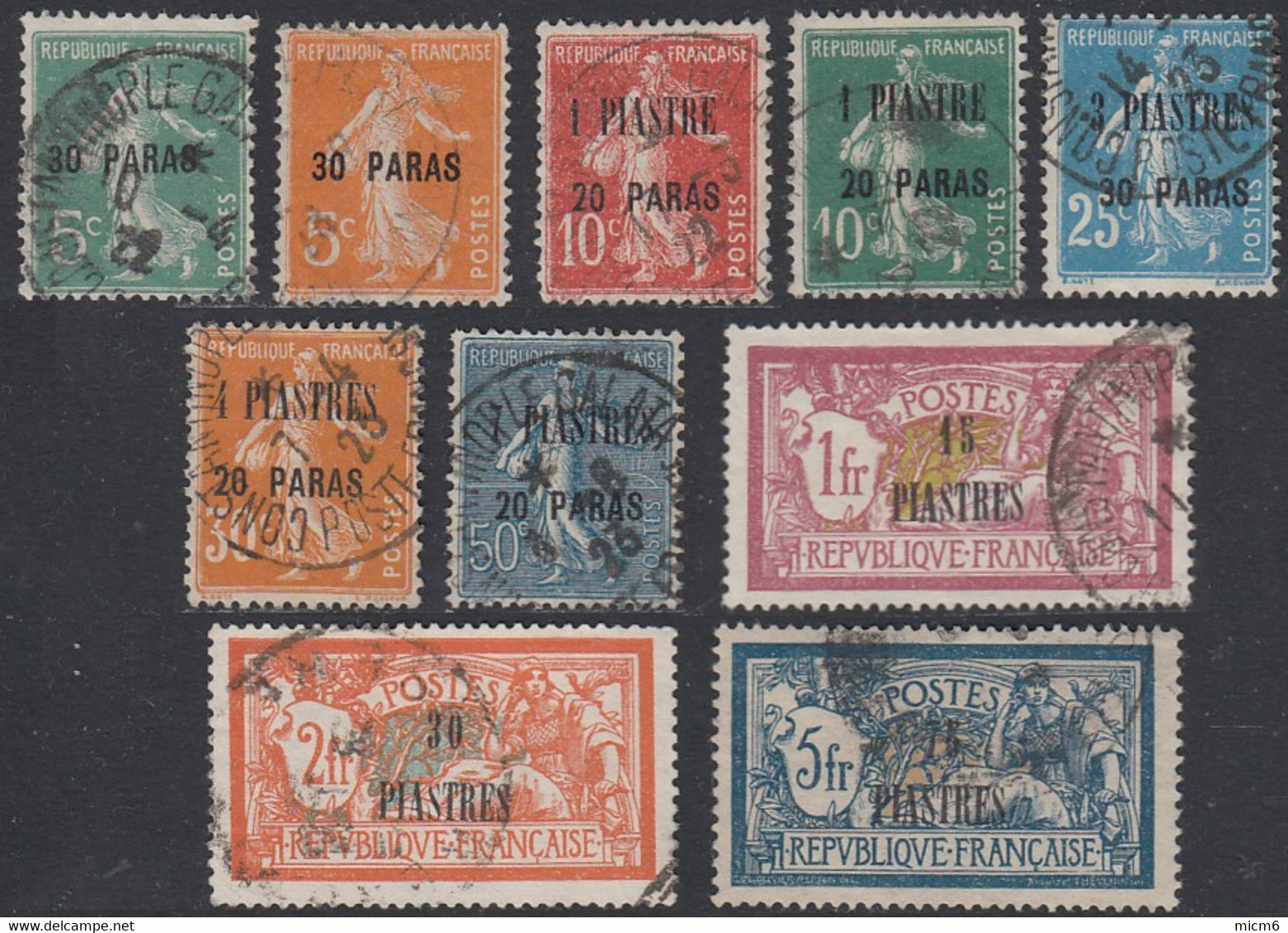 Levant Bureaux Français 1902-1922 - N° 28 à 37 (YT) N° 28 à 37 (AM) Oblitérés. - Used Stamps