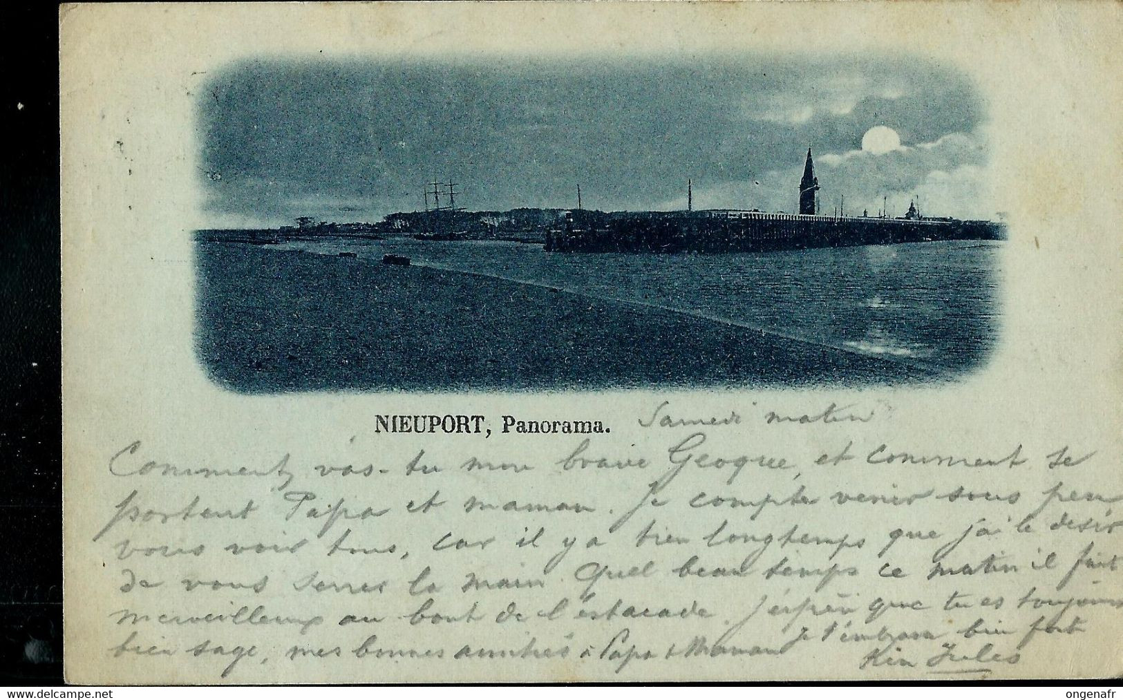 CP ( Nieuport, Panorama) Obl. NIEUPORT - BAINS  08/07/1899 - Posta Rurale