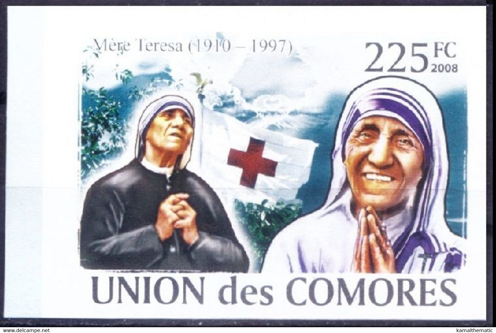 Comoros 2008 MNH IMPERF, Mother Teresa, Nobel Peace, Red Cross, - Mère Teresa