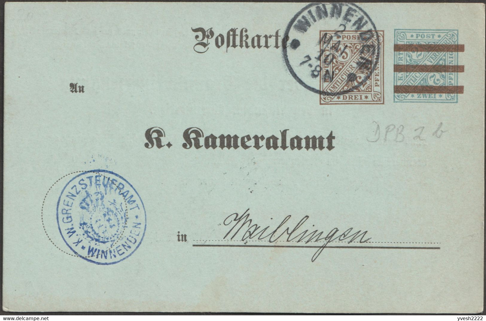 Wurtemberg 1910. Entier Postal De Service. Contrôle Par La Douane Des Quantités D'alcool Produites. De Winnenden - Vins & Alcools