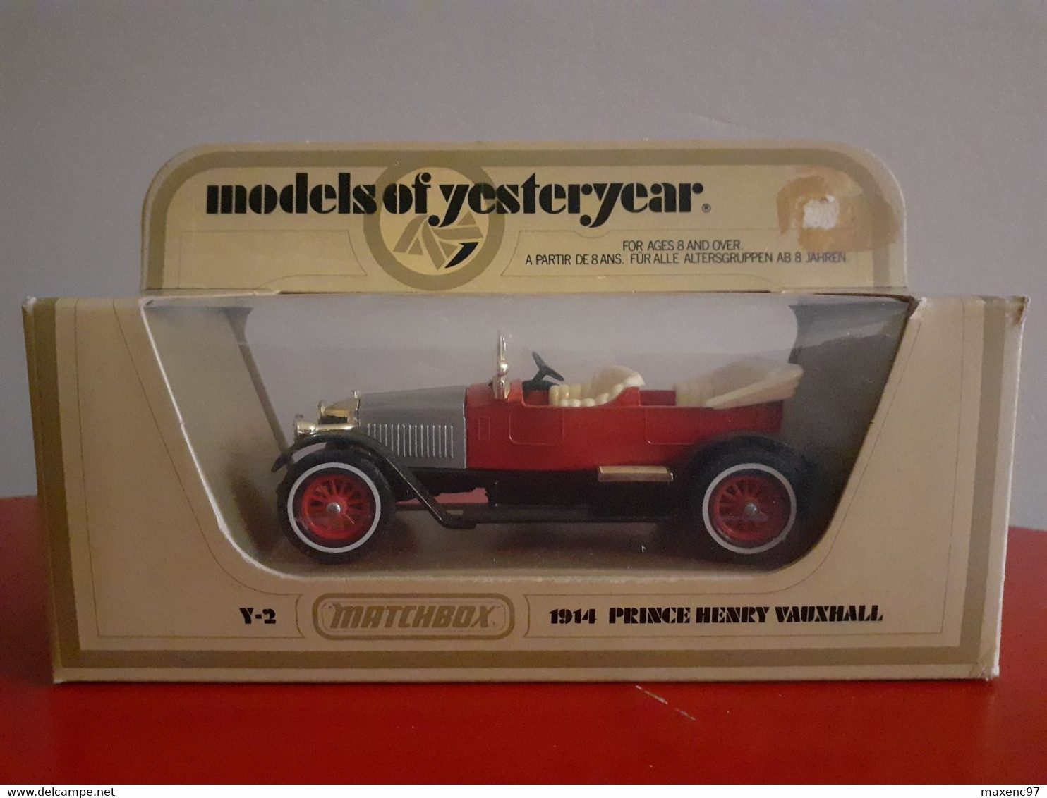 VOITURE Y2 1914 PRINCE HENRY VAUXHALL COULEUR ROUGE GRIS ET NOIR MATCHBOX MODELS OF YESTERYEAR - Matchbox