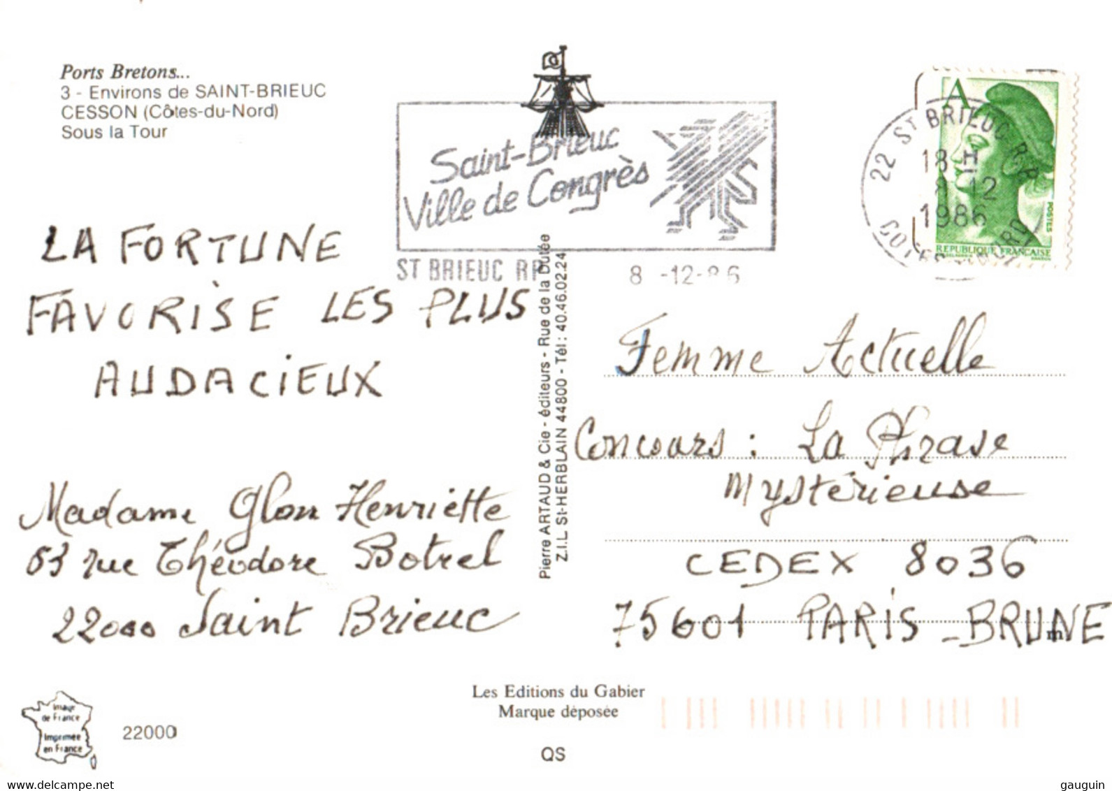 CPM - St BRIEUC / LE LEGUE - Sous-la-Tour … (bateau à L'approche Des écluses) - Edition Artaud Gabier - Saint-Brieuc
