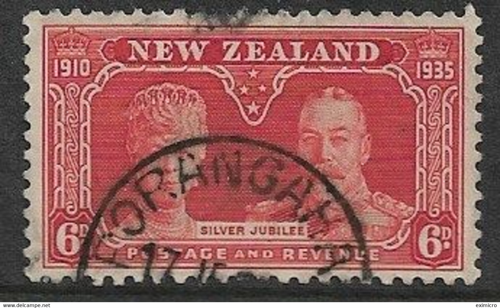 NEW ZEALAND 1935 6d SILVER JUBILEE SG 575 TOP VALUE OF THE SET FINE USED Cat £32 - Oblitérés