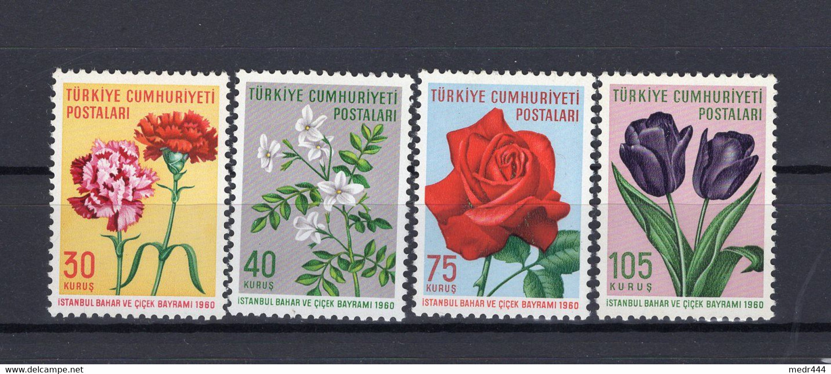 Turkey 1960 - Flora - Flowers - Stamps 4v - Complete Set - MNH** - Excellent Quality - 1934-39 Sandschak Alexandrette & Hatay