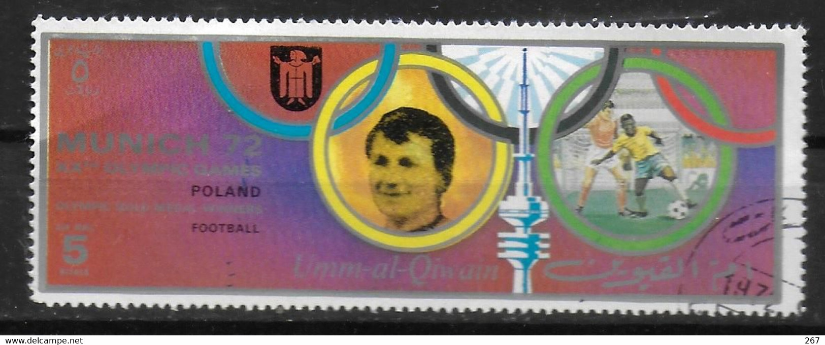 UMM AL QIWAIN   PA   Oblitere  Jo 1972   Football  Soccer Fussball Pologne - Usati