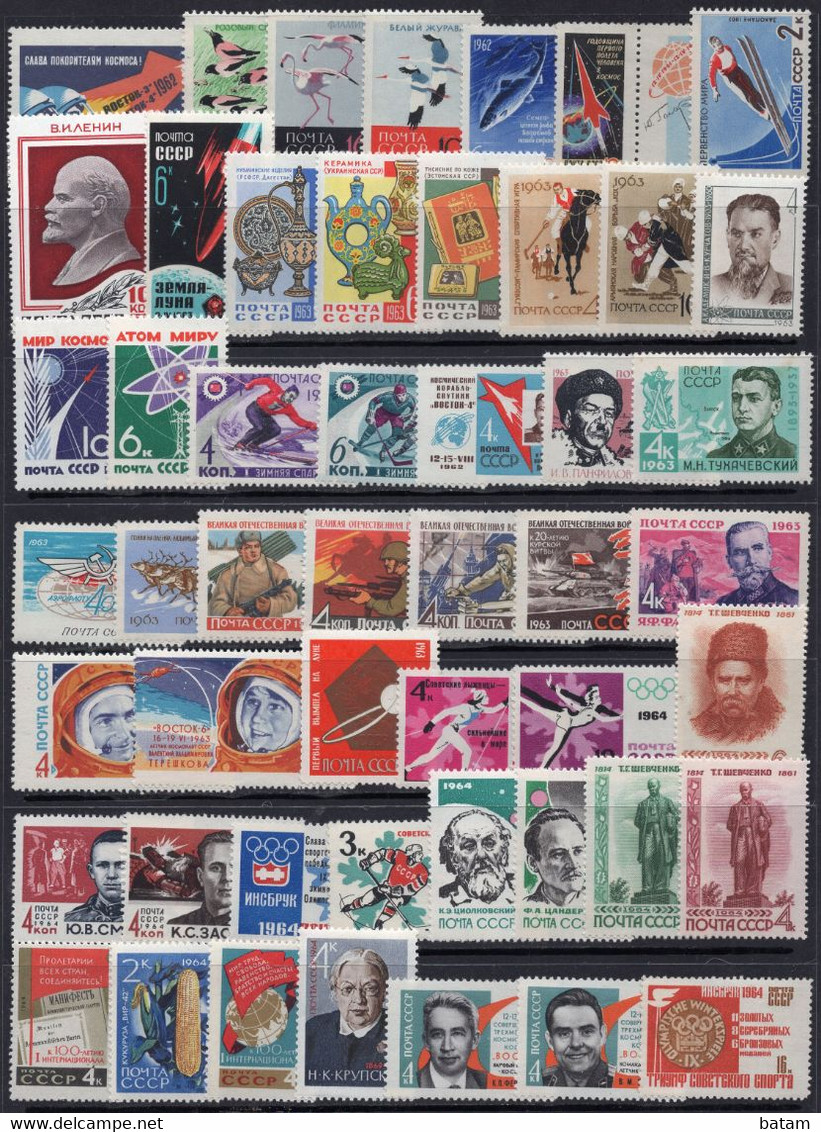 USSR - Russia 1962-1964 - Accumulation - 50 Different MNH Stamps - Birds - Sport - Space - Lenin - Famous People - 001 - Collections