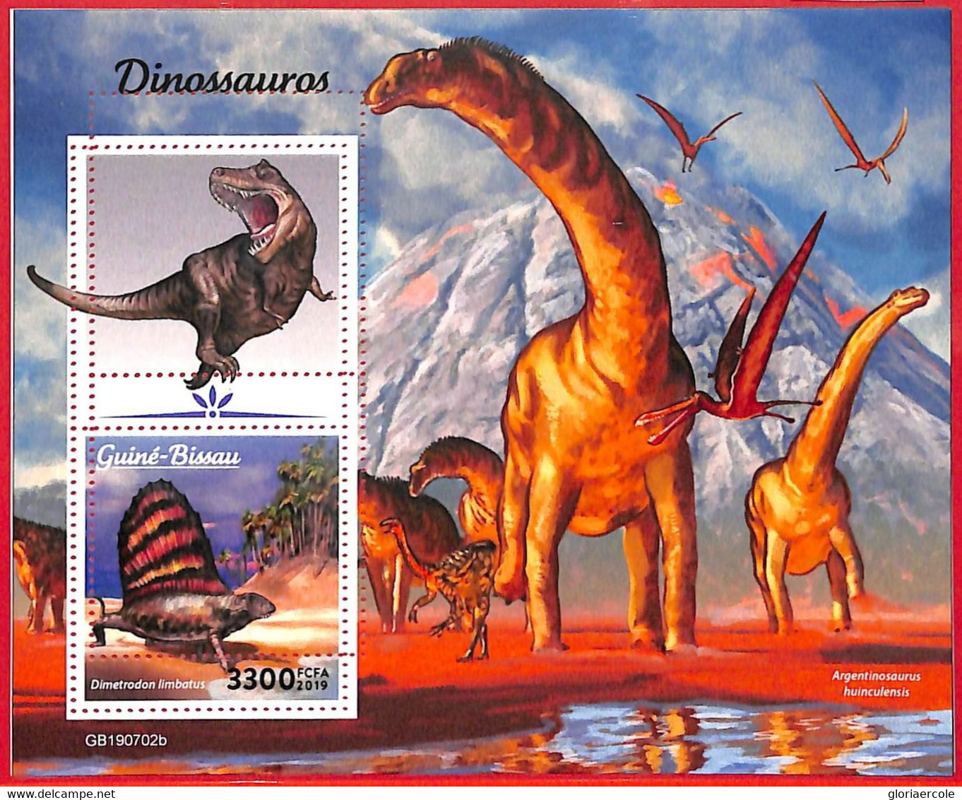 A1853 - GUINEA-BISSAU - Error, 2019, MISPERF, SOUVENIR SHEET: Dinosaurs, Prehistory - Vor- U. Frühgeschichte