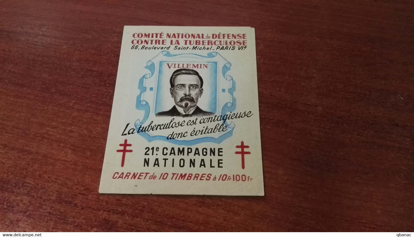 France Contre La Tuberculose, Villemin Carnet - Blokken & Postzegelboekjes